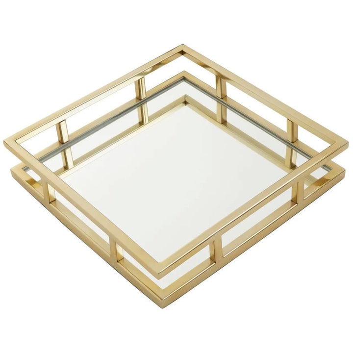 Cruzar Square Gold Finish Tray2 - Duck Barn Interiors