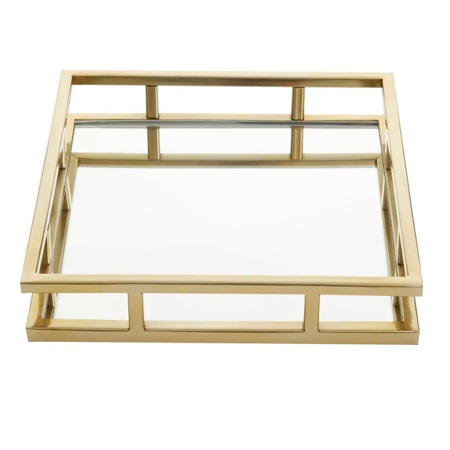 Cruzar Square Gold Finish Tray1 - Duck Barn Interiors