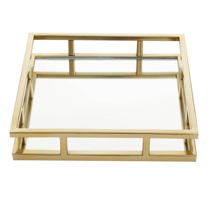 Cruzar Square Gold Finish Tray1 - Duck Barn Interiors