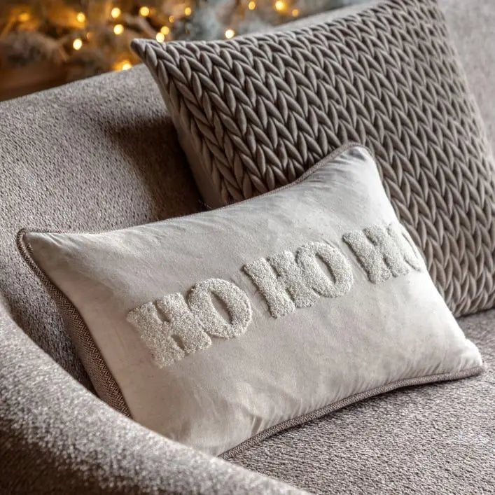 Deco Luxe HoHoHo Embroidered Cushion1 - Duck Barn Interiors