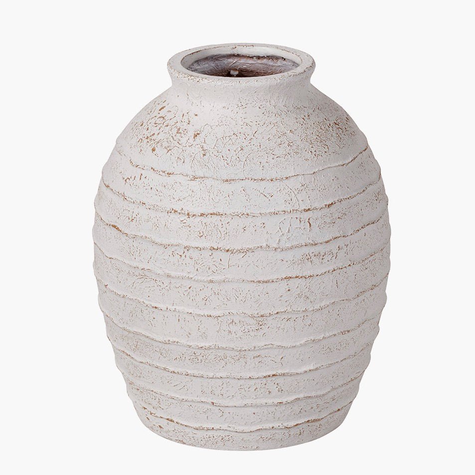 Decorative Ribbed White Wash Vase - Large6 - Duck Barn Interiors