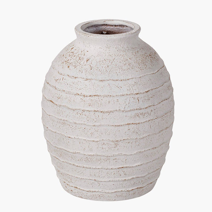 Decorative Ribbed White Wash Vase - Large6 - Duck Barn Interiors