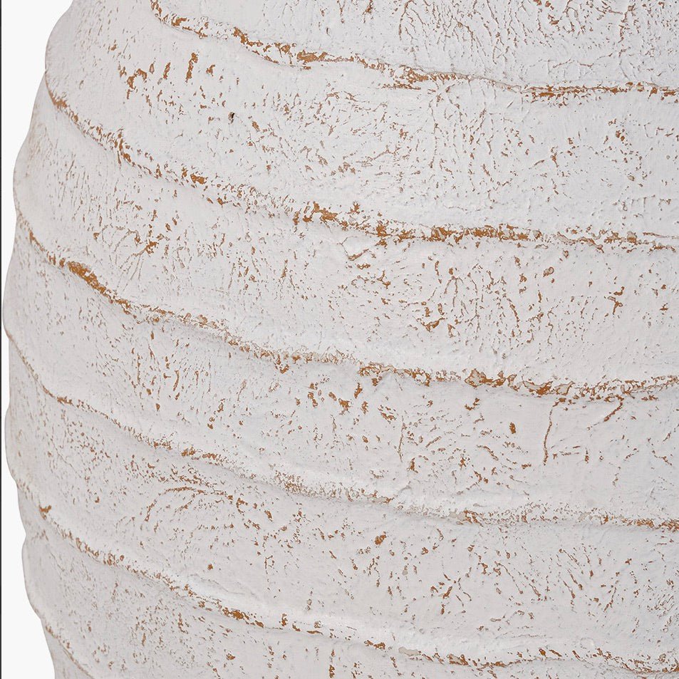 Decorative Ribbed White Wash Vase - Large3 - Duck Barn Interiors