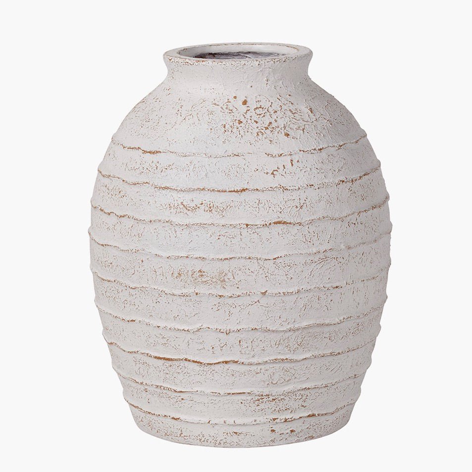 Decorative Ribbed White Wash Vase - Large4 - Duck Barn Interiors
