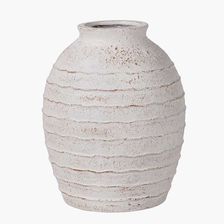 Decorative Ribbed White Wash Vase - Large4 - Duck Barn Interiors