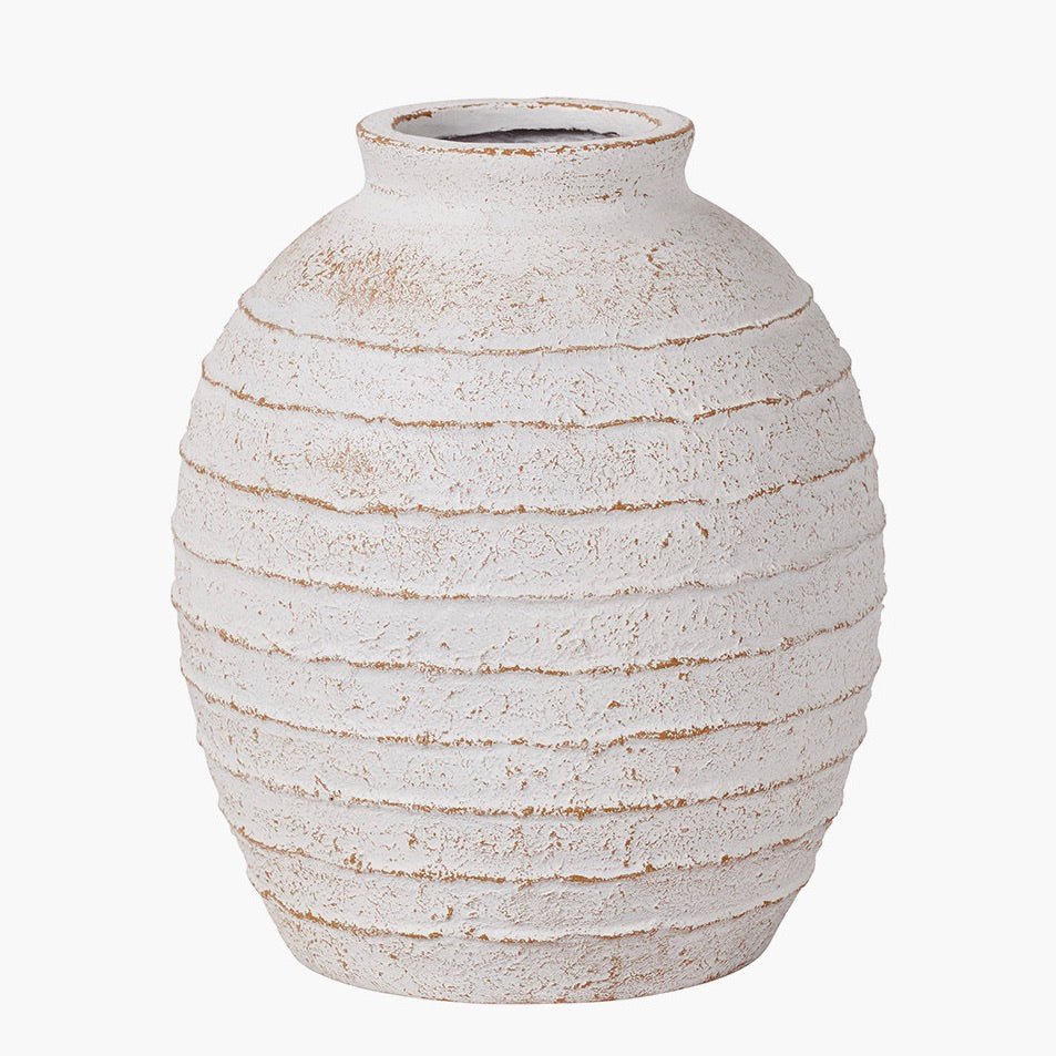 Decorative Ribbed White Wash Vase - Small6 - Duck Barn Interiors