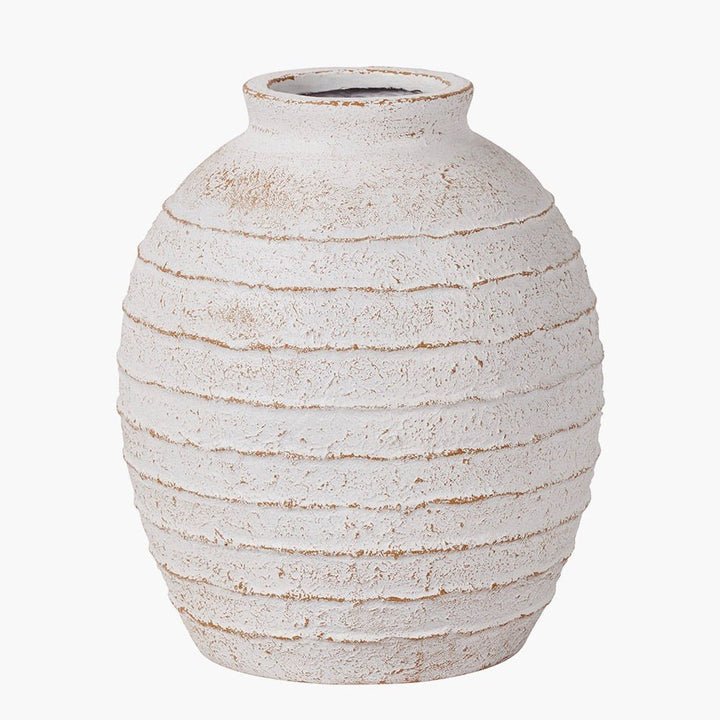 Decorative Ribbed White Wash Vase - Small6 - Duck Barn Interiors