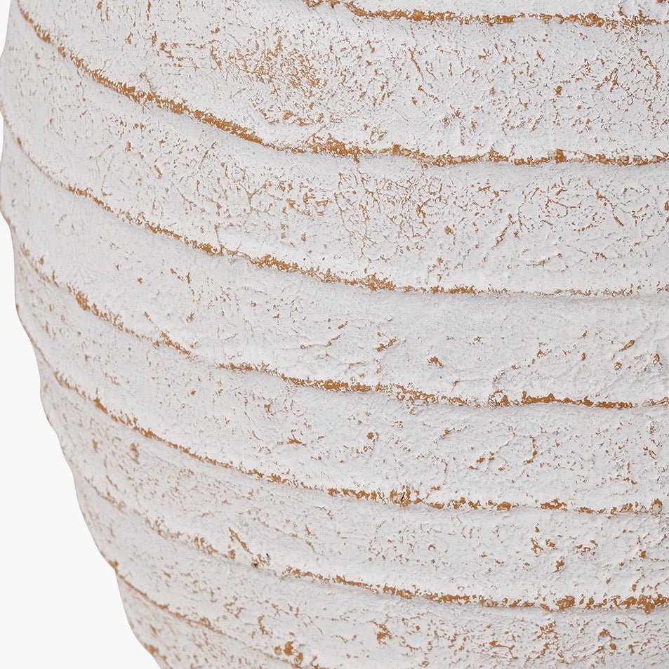 Decorative Ribbed White Wash Vase - Small4 - Duck Barn Interiors