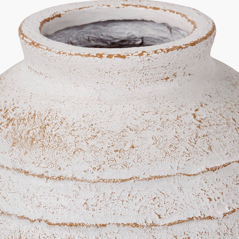 Decorative Ribbed White Wash Vase - Small3 - Duck Barn Interiors