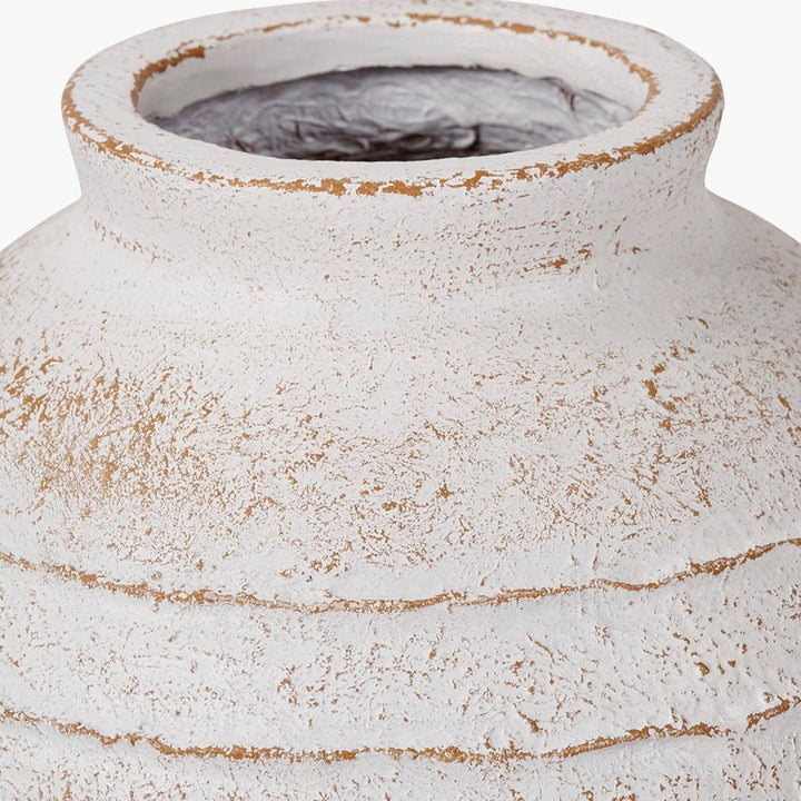 Decorative Ribbed White Wash Vase - Small3 - Duck Barn Interiors