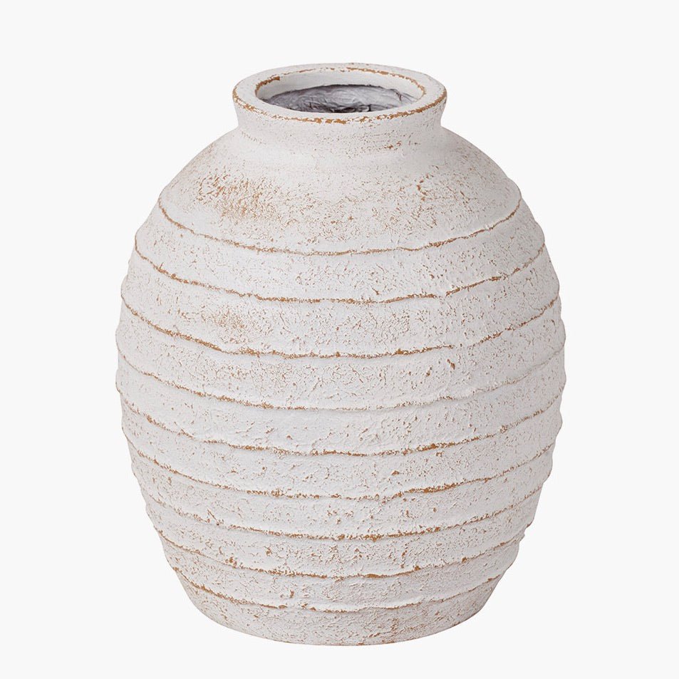 Decorative Ribbed White Wash Vase - Small7 - Duck Barn Interiors