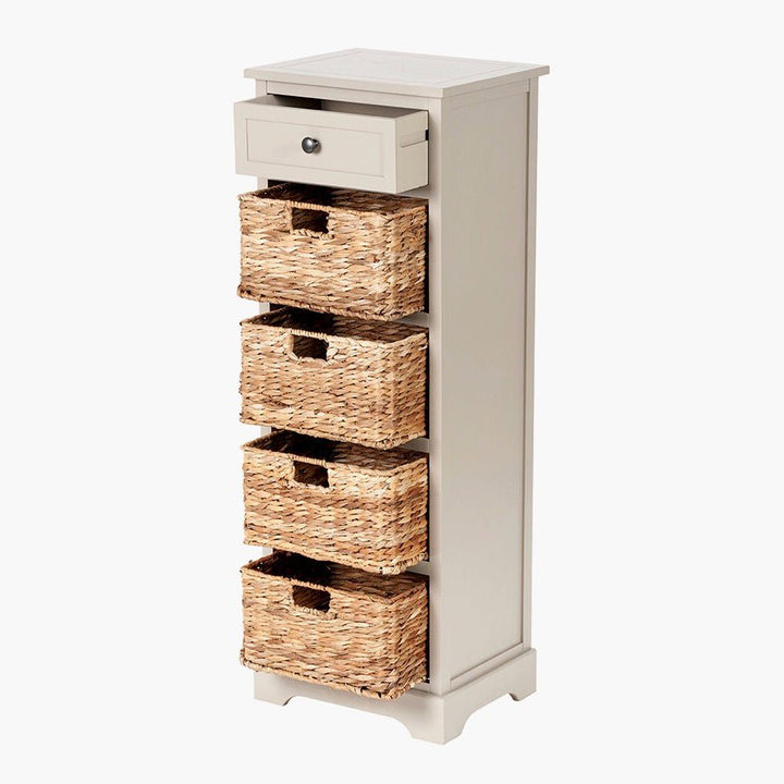 Devonshire Putty Pine 1 Drawer 4 Basket Tallboy9 - Duck Barn Interiors