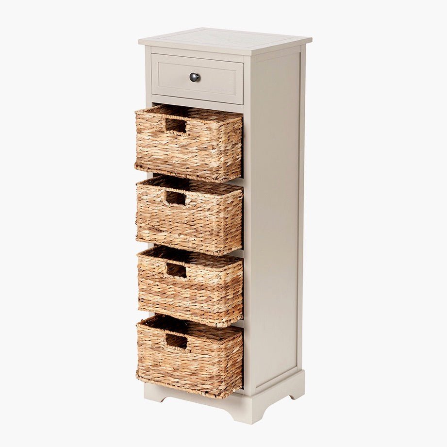 Devonshire Putty Pine 1 Drawer 4 Basket Tallboy2 - Duck Barn Interiors