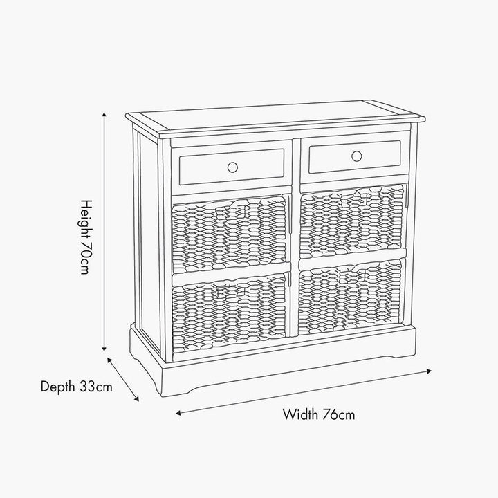 Devonshire Putty Pine 2 Drawer 4 Basket Unit13 - Duck Barn Interiors