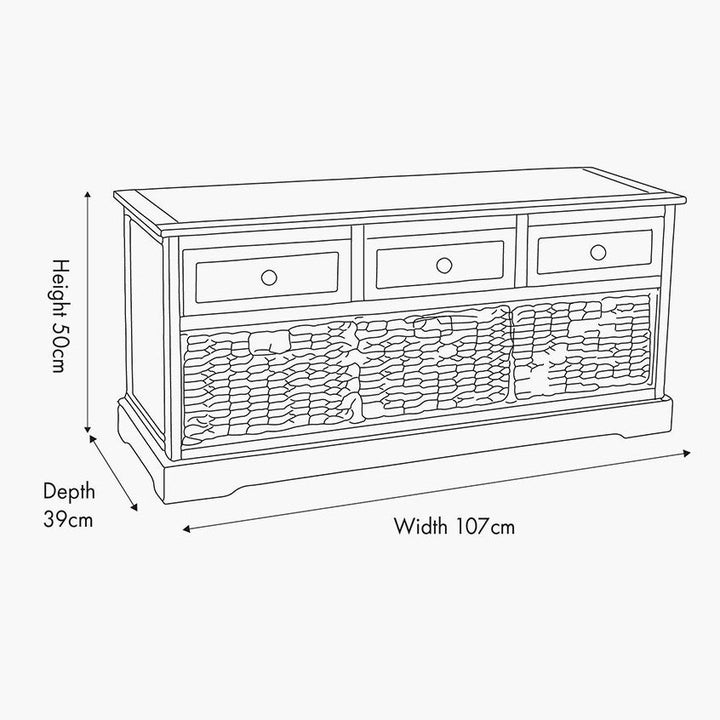 Devonshire Putty Pine 3 Drawer 3 Basket Cabinet14 - Duck Barn Interiors