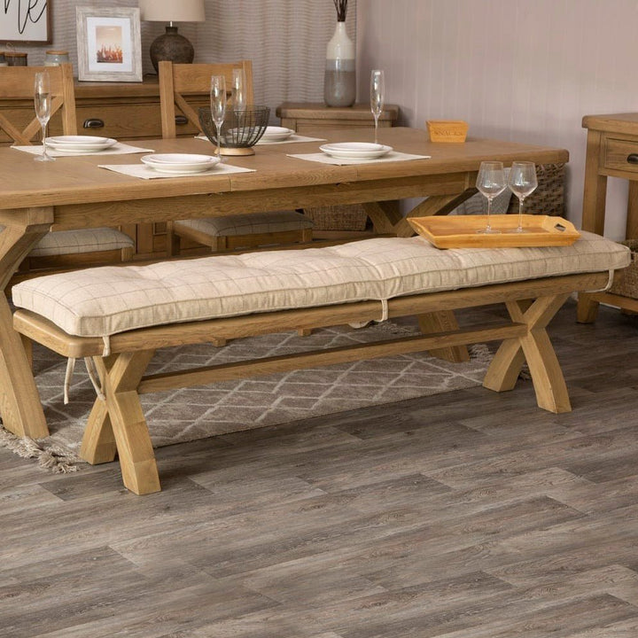 Dining Bench Cushion - Natural Check - 2m3 - Duck Barn Interiors