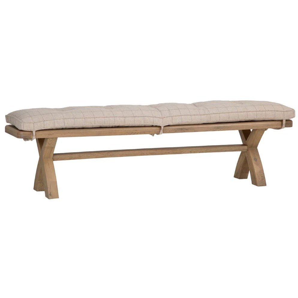 Dining Bench Cushion - Natural Check - 2m1 - Duck Barn Interiors
