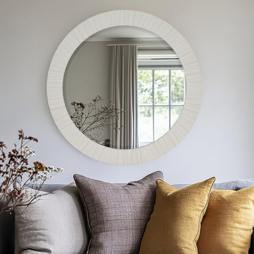 Durham Round Wall Mirror - 70cm - Off White