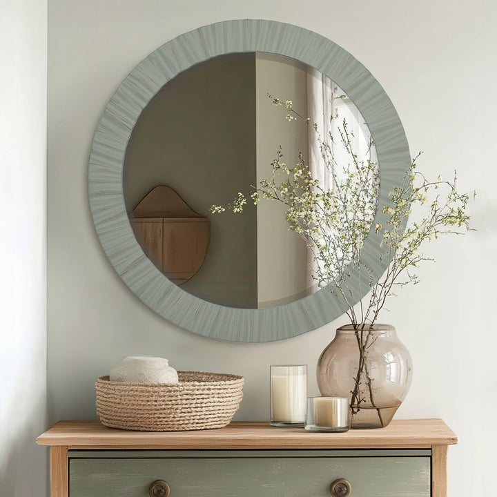 Durham Round Wall Mirror - 70cm - Soft Green1 - Duck Barn Interiors