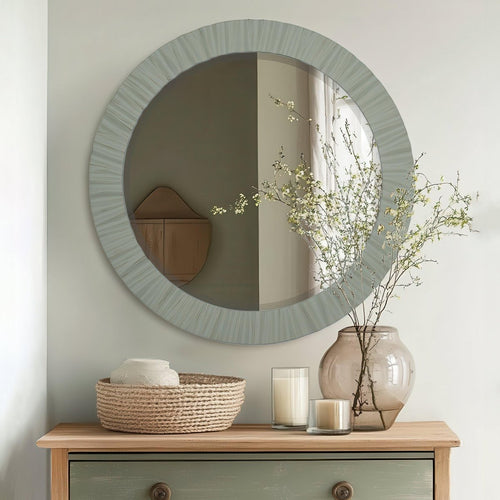 Durham Round Wall Mirror - 70cm - Soft Green
