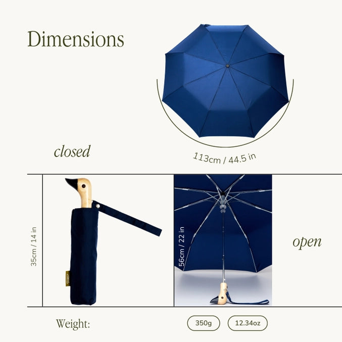 Navy Compact Eco-Friendly Duck Umbrella