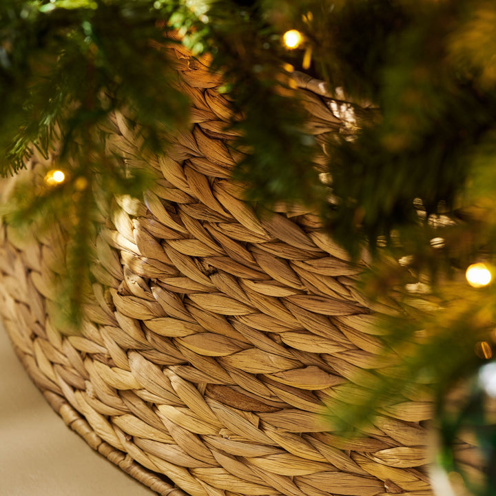 Aston natural seagrass Christmas tree skirt woven texture close-up