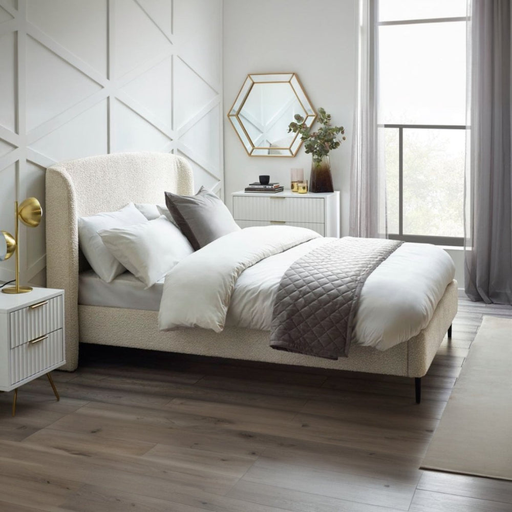 Eden Boucle Bed Frame - Ivory (2 Sizes)1 - Duck Barn Interiors