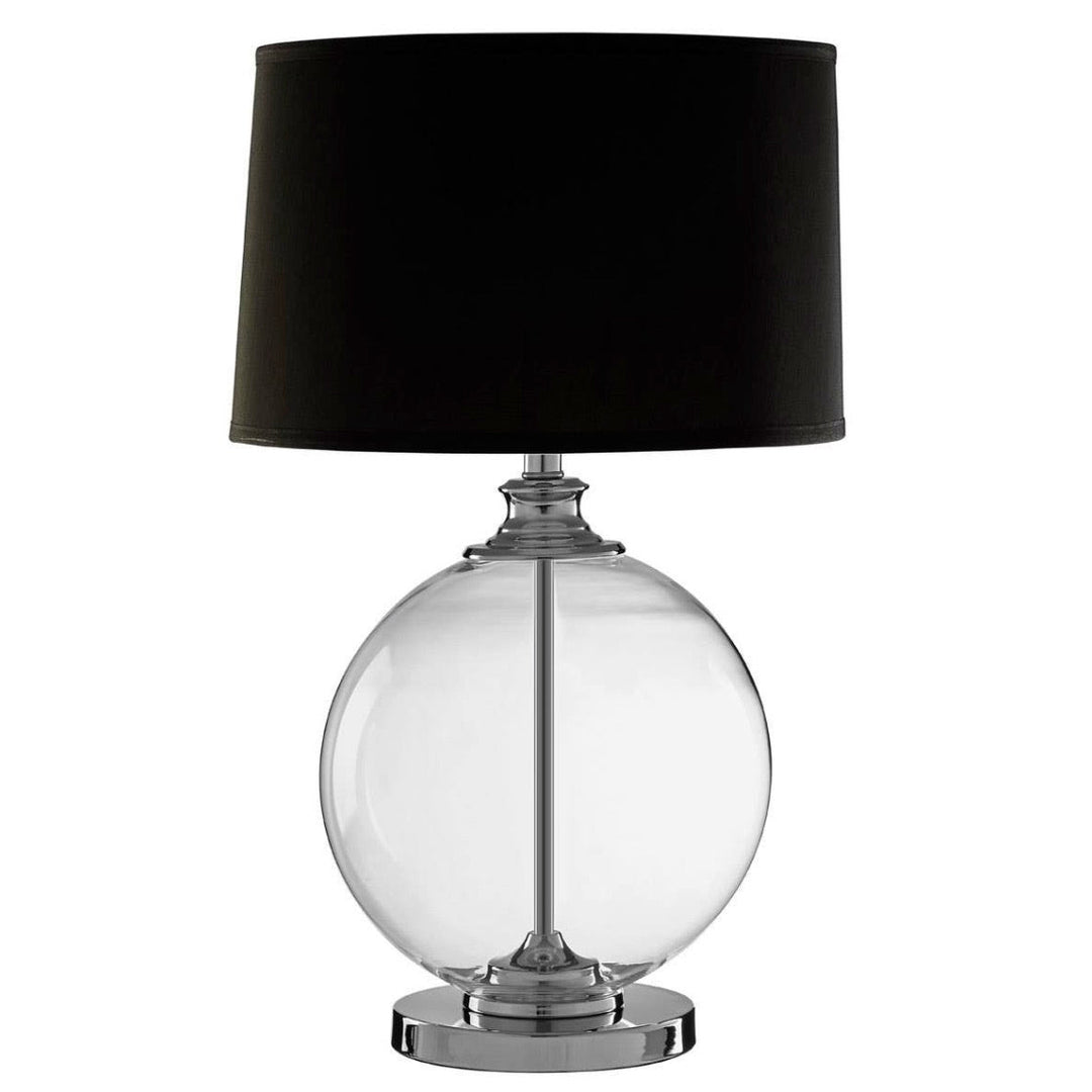 Edna Glass Table Lamp with Black Silk Shade - Small1 - Duck Barn Interiors