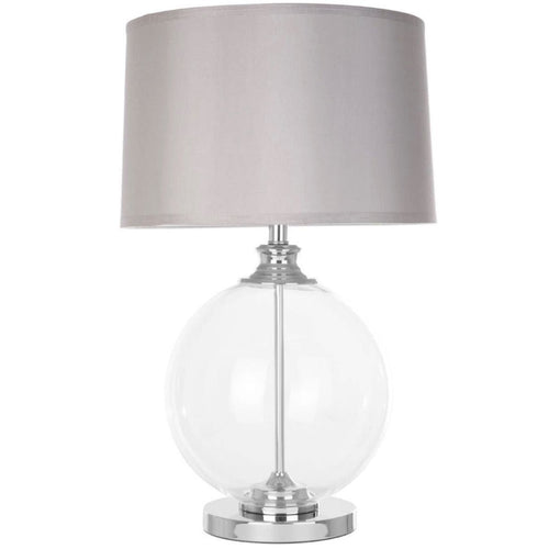 Edna Glass Table Lamp with Silver Silk Shade - Small