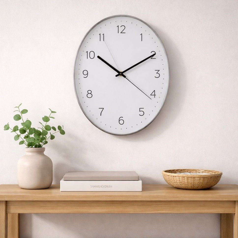 Elko Oval Wall Clock - Dark Grey (35cm)1 - Duck Barn Interiors