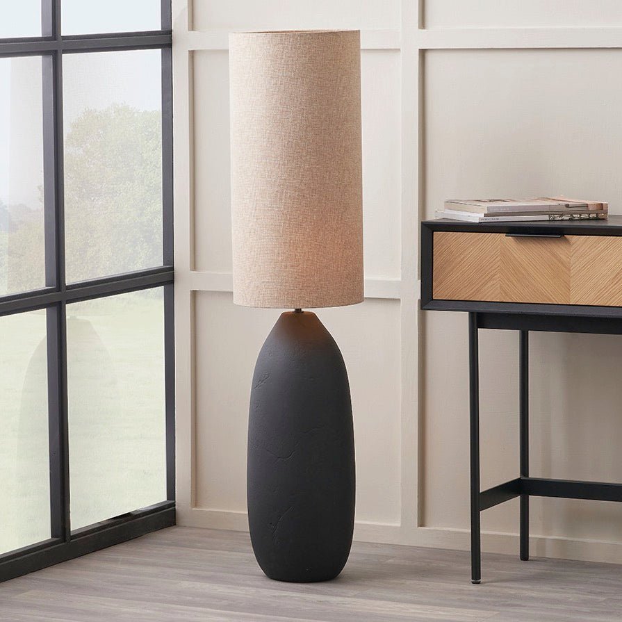 Erika Textured Ceramic Floor Lamp - Black1 - Duck Barn Interiors