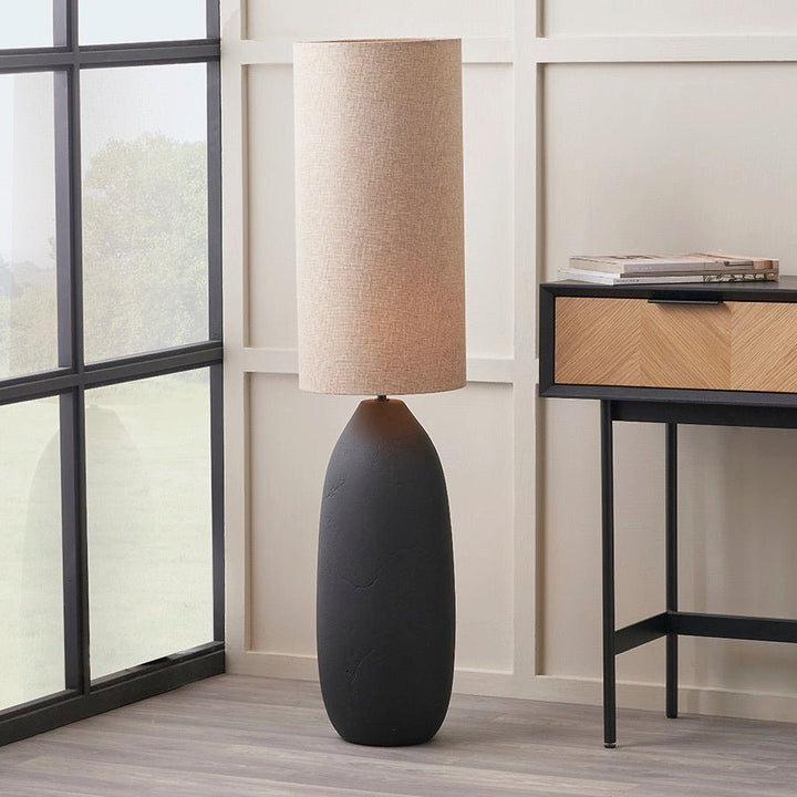 Erika Textured Ceramic Floor Lamp - Black1 - Duck Barn Interiors