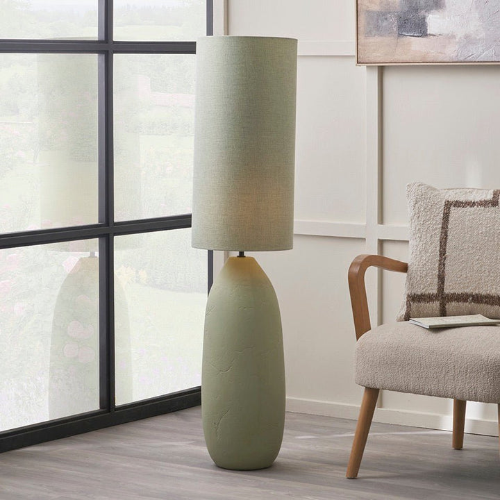 Erika Textured Ceramic Floor Lamp - Sage1 - Duck Barn Interiors
