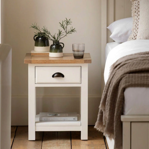 Eton 1 Drawer Bedside Table - White