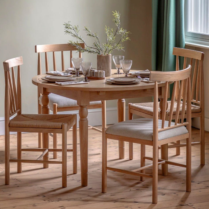 Eton Round Extending Dining Table - Natural1 - Duck Barn Interiors