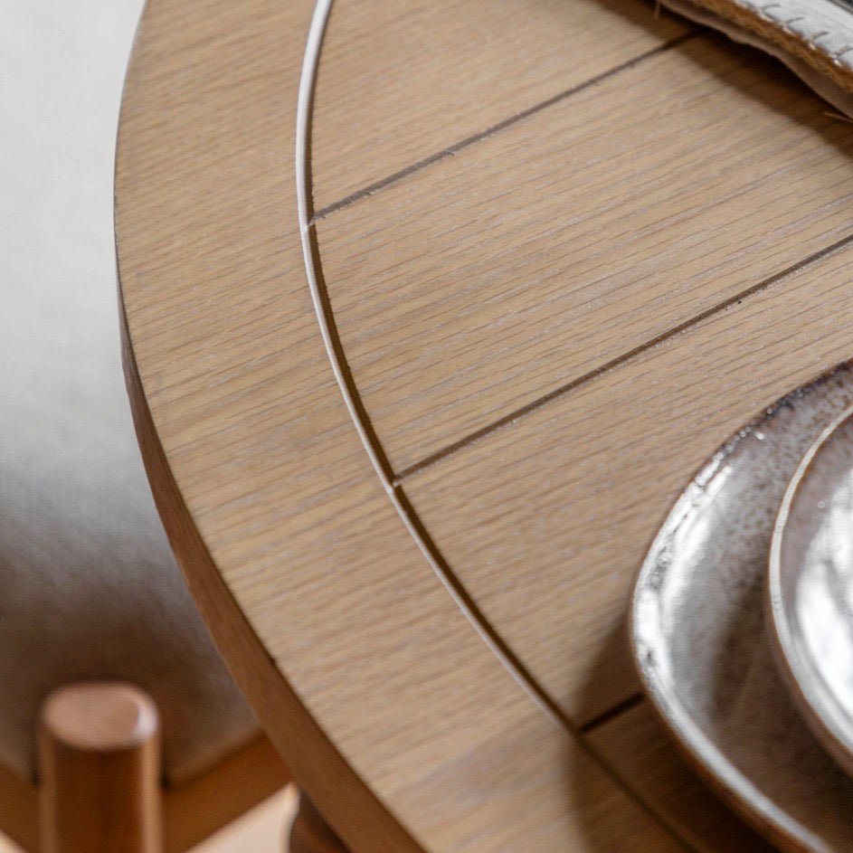 Eton Round Extending Dining Table - Natural2 - Duck Barn Interiors