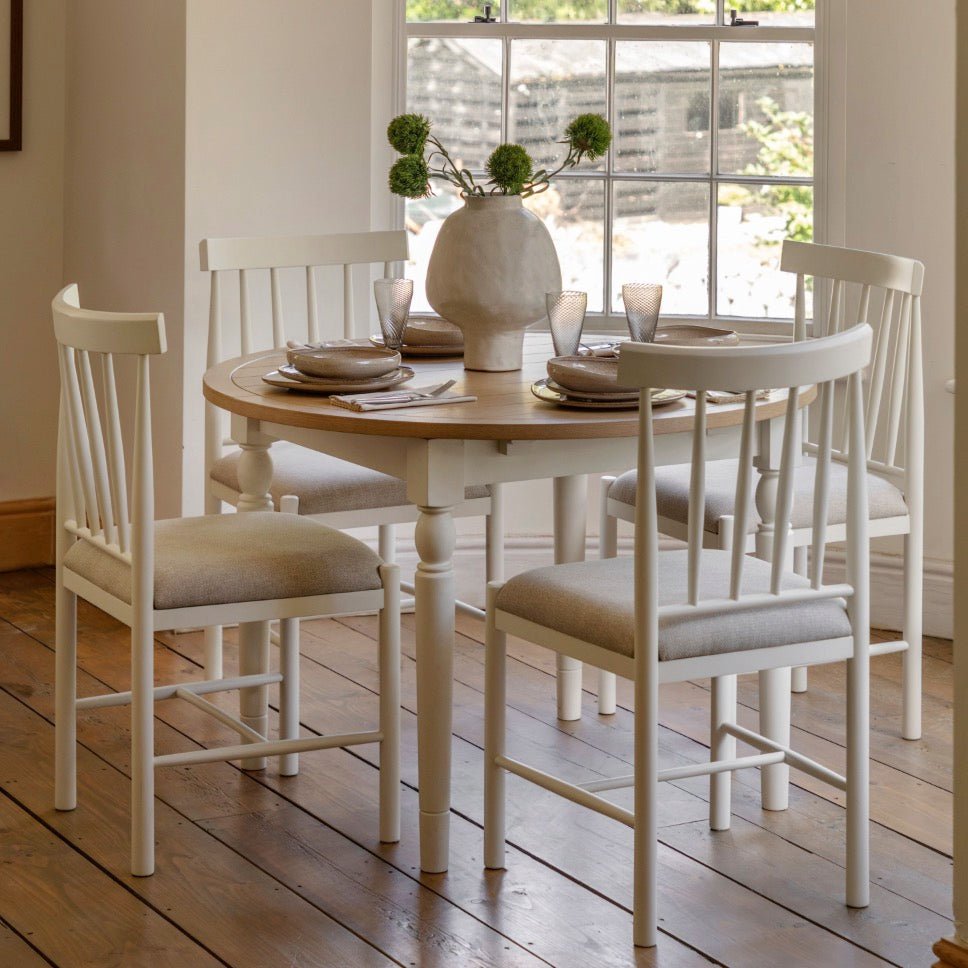 Eton Round Extending Dining Table - White1 - Duck Barn Interiors