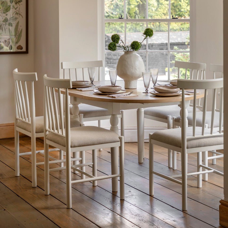 Eton Round Extending Dining Table - White2 - Duck Barn Interiors
