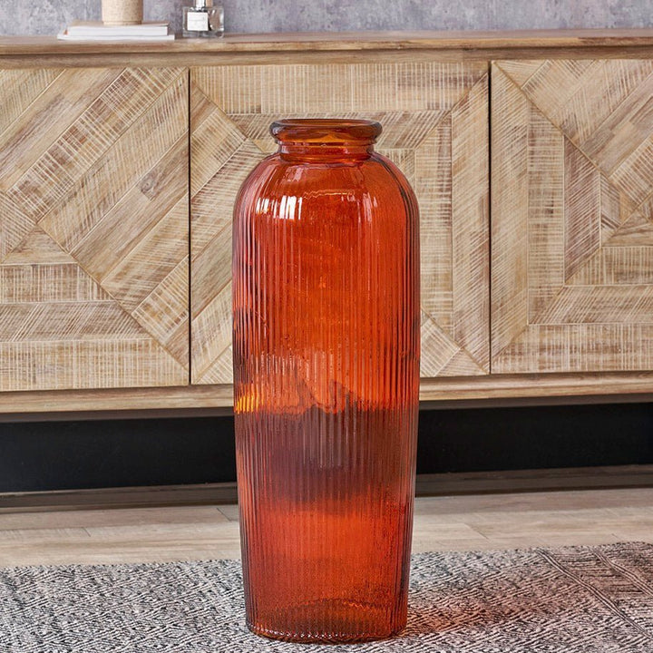 Extra Large Tall Recycled Glass Vase - Orange1 - Duck Barn Interiors
