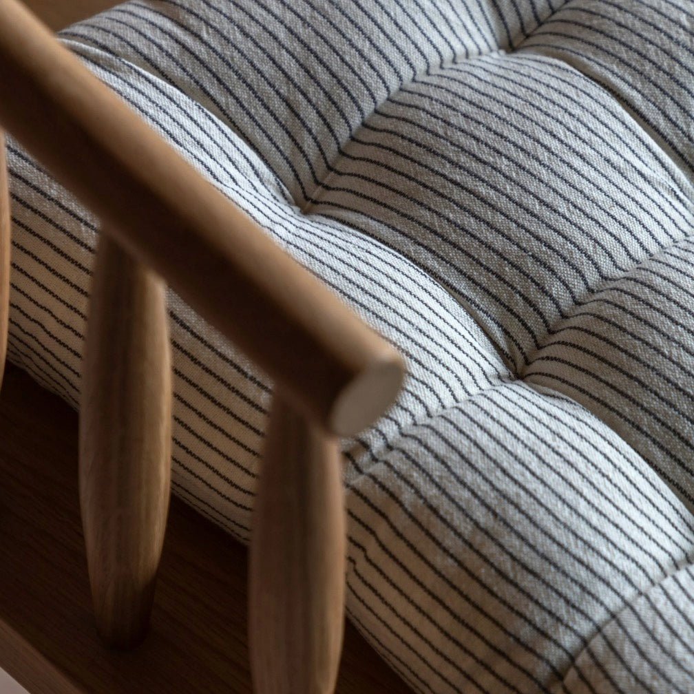 Fairford Woven Strip Seat Pad Cushion - Cream4 - Duck Barn Interiors
