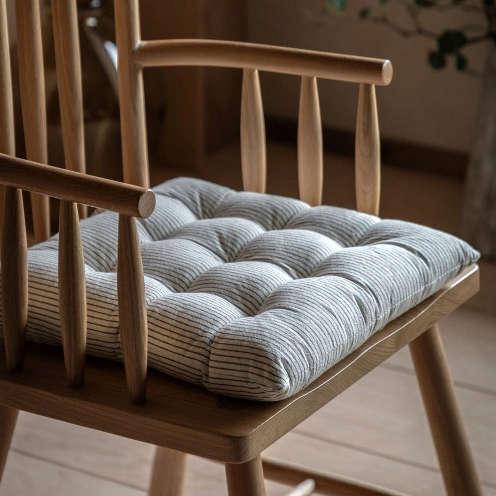 Fairford Woven Strip Seat Pad Cushion - Cream2 - Duck Barn Interiors