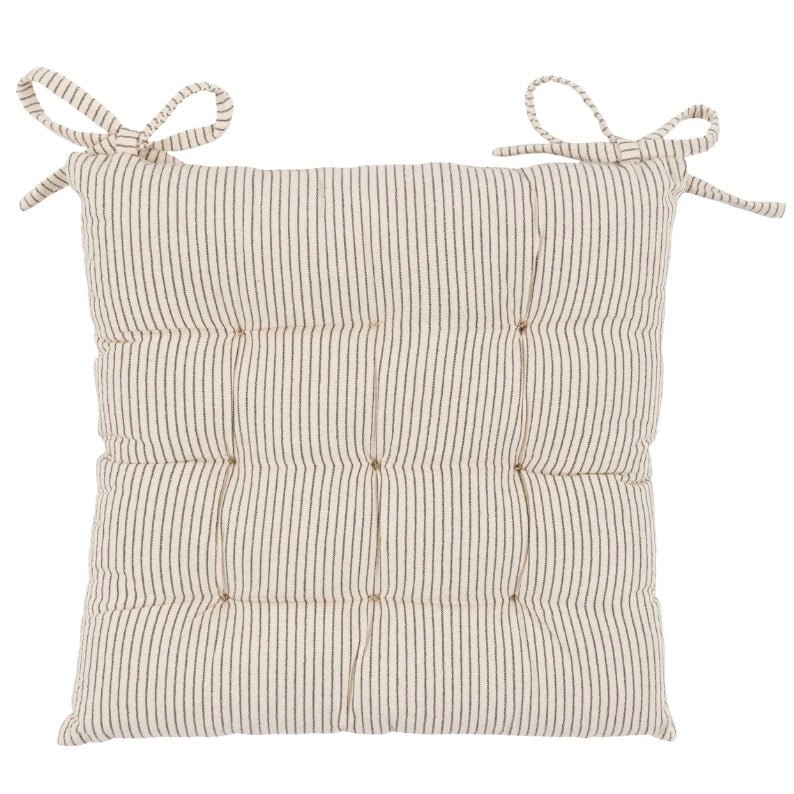 Fairford Woven Strip Seat Pad Cushion - Cream1 - Duck Barn Interiors