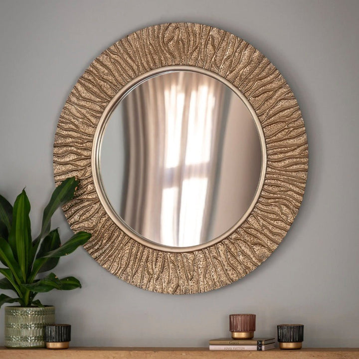 Falia Round Mirror - Gold1 - Duck Barn Interiors