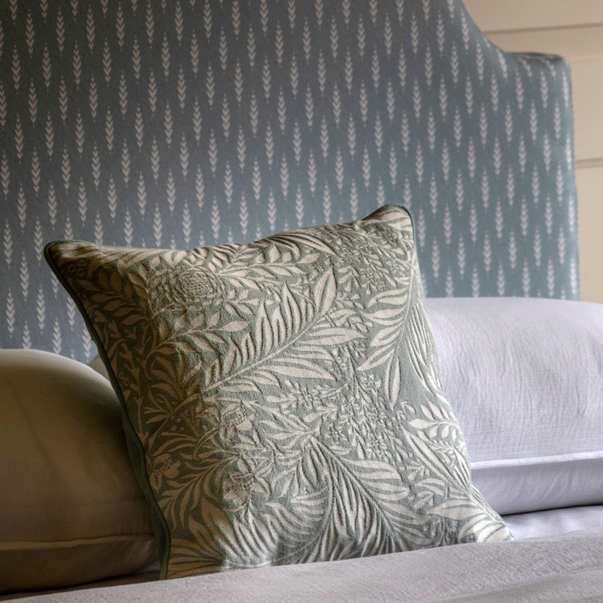 Fallow Leaf Woven Cushion - Duck Egg1 - Duck Barn Interiors