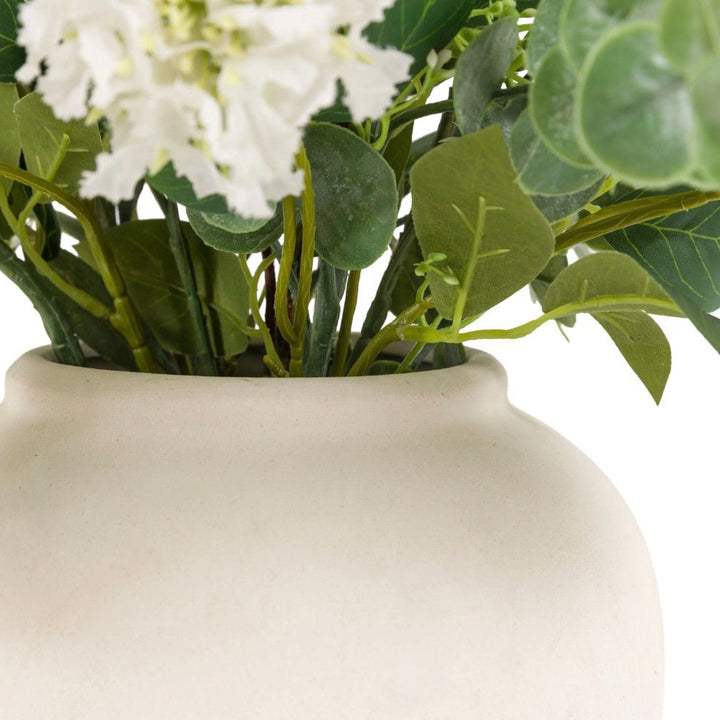 Faux Eucalytpus & Hydrangea in White Vase6 - Duck Barn Interiors