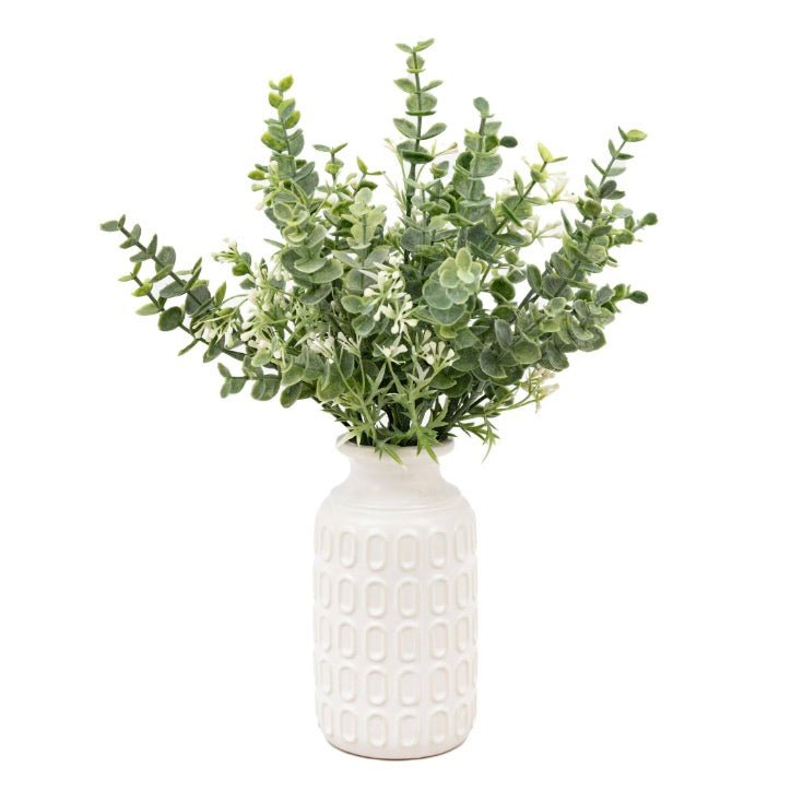 Faux Eucalytpus in Retro White Vase7 - Duck Barn Interiors