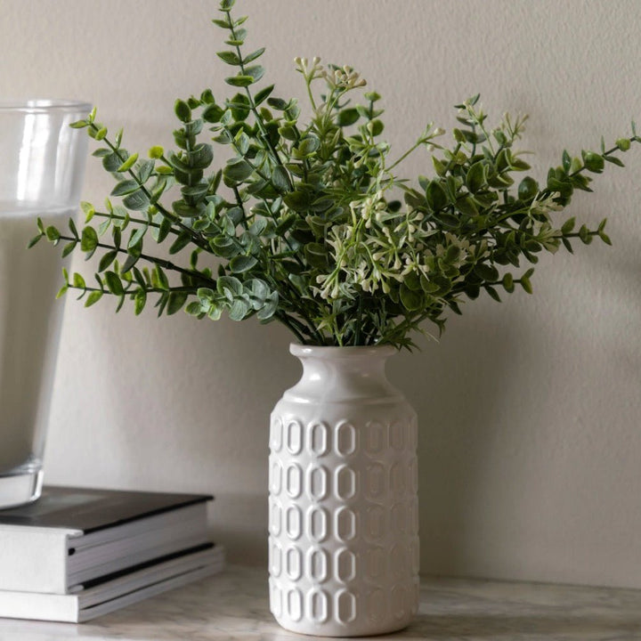 Faux Eucalytpus in Retro White Vase2 - Duck Barn Interiors