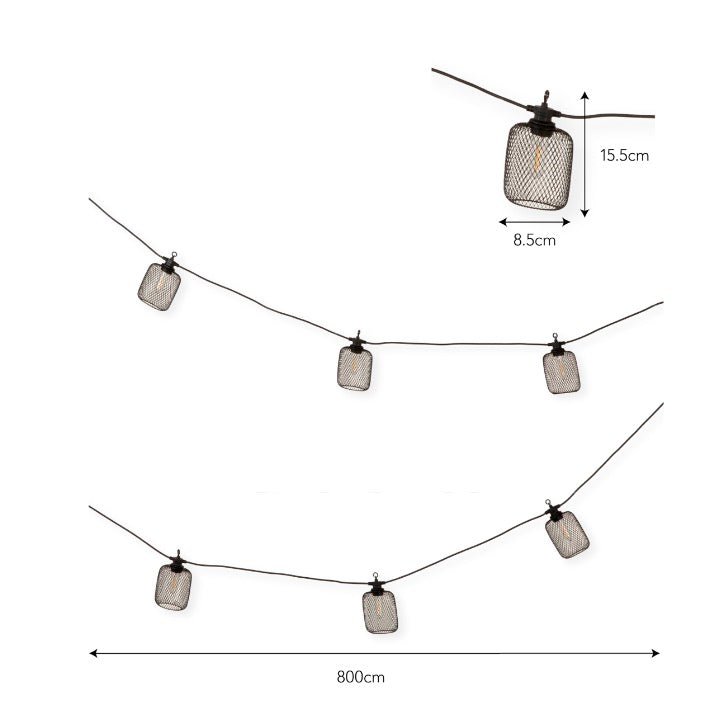 Festoon Cylinder Solar Lights - Black7 - Duck Barn Interiors