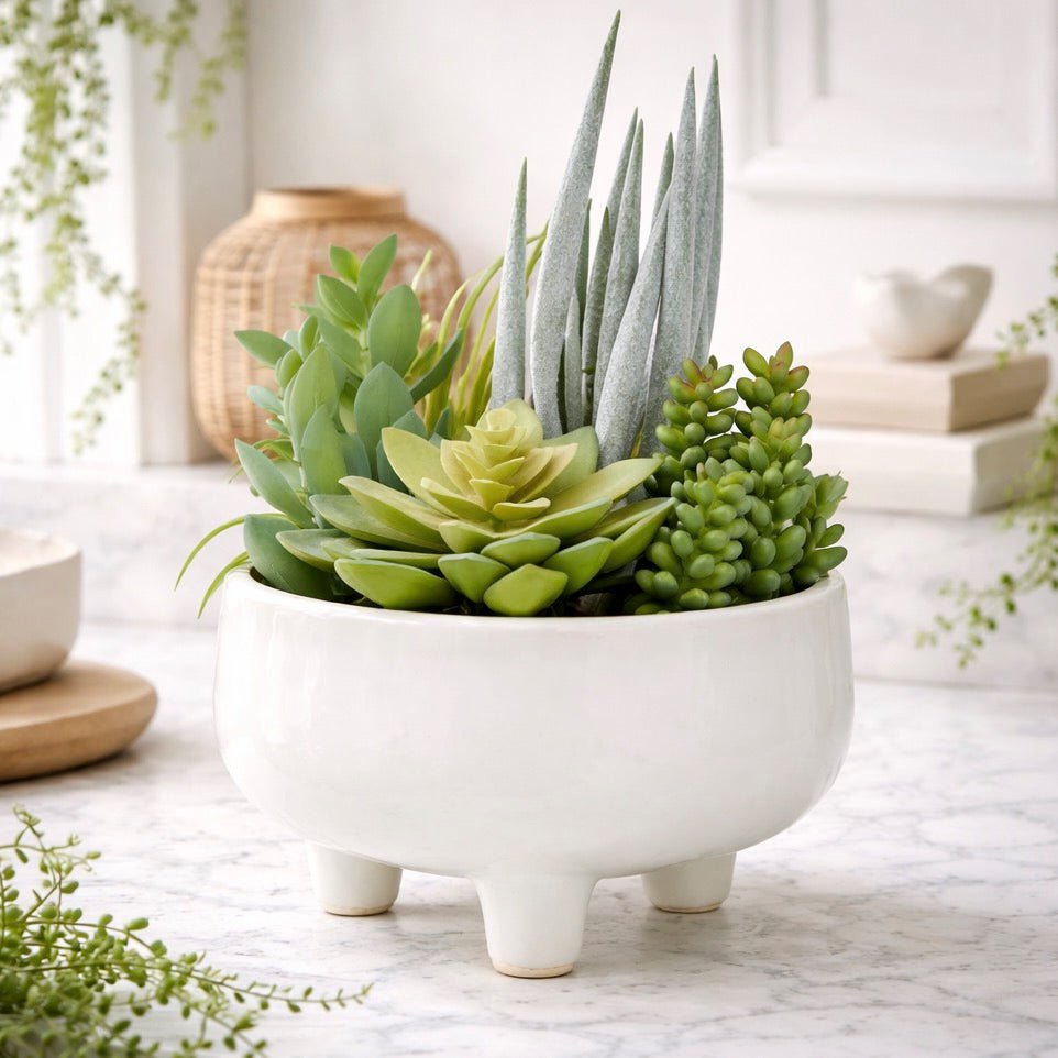 faux succulents uk Fiori Mixed Succulents In Large Ceramic Pot – Duck Barn Interiors