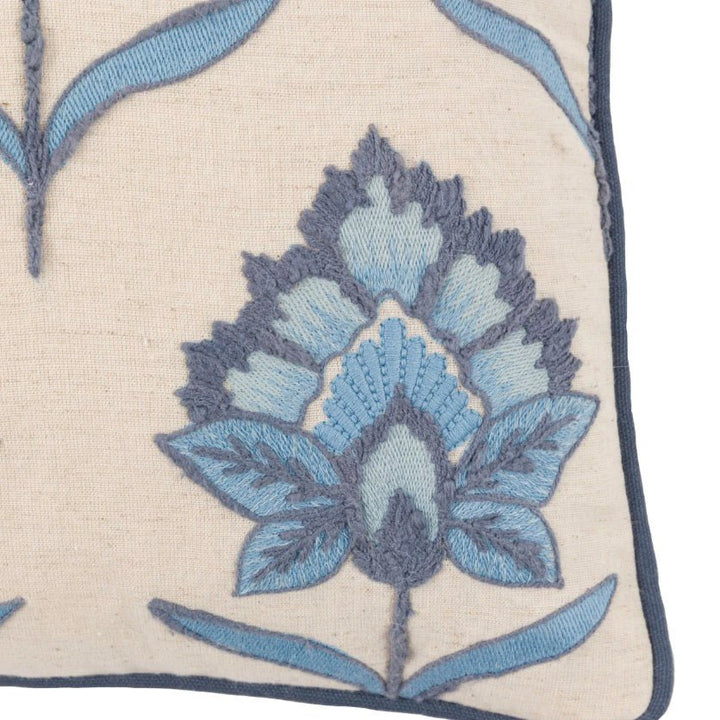 Fleur Embroidered Cushion Ink Blue6 - Duck Barn Interiors